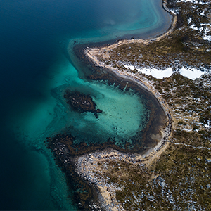 areal view of a ocean coastline